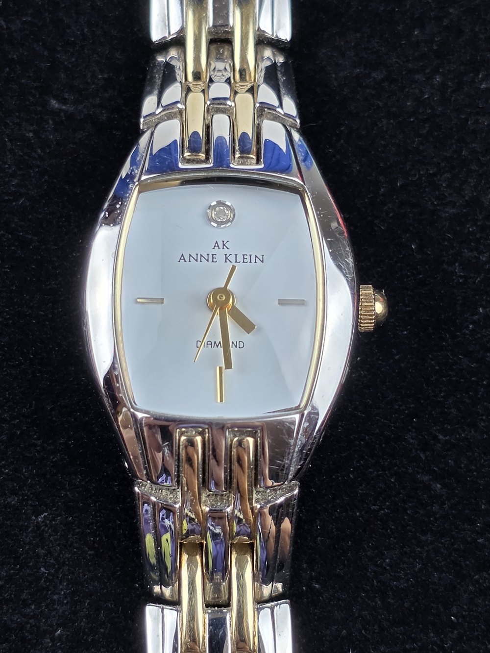 Anne Klein AK Diamond Accent Dial Women's Two Tone Quartz Bracelet Watch Runs